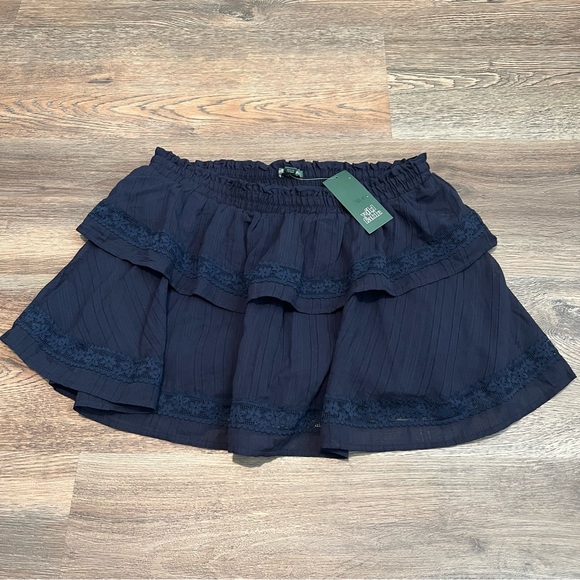 NWT Women's Tiered Lace Trim Mini a-Line Skort - Wild Fable Navy Blue M - Picture 2 of 6